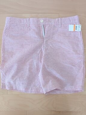 Brand New Original Penguin Men's Pink Striped Casual Shorts - Size 33